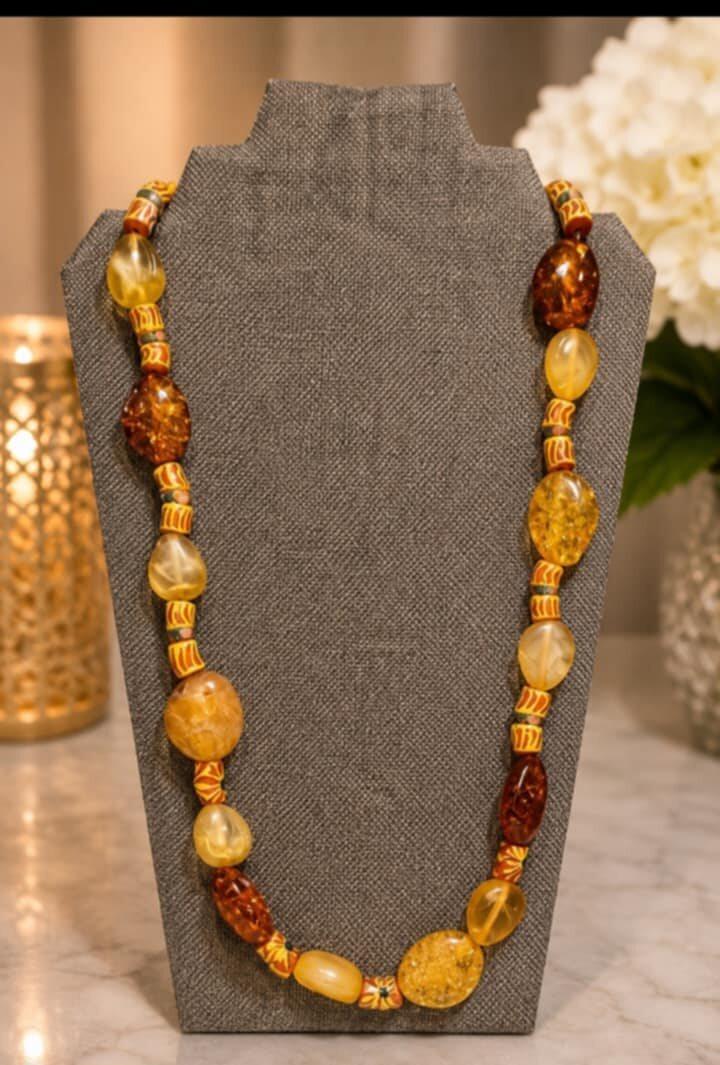 Golden Amber Nugget Necklace